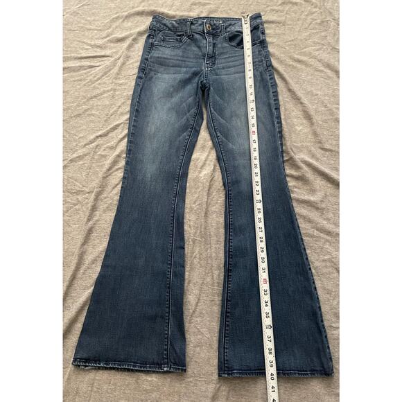American Eagle Outfitter Womens Sz 6 Hi-Rise Stretch Bluewash Flare Denim jeans - Picture 10 of 13